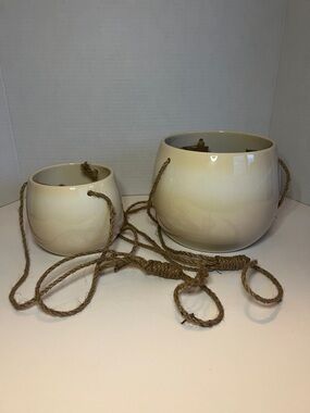 2-Pack Ceramic Hanging Planters NIB